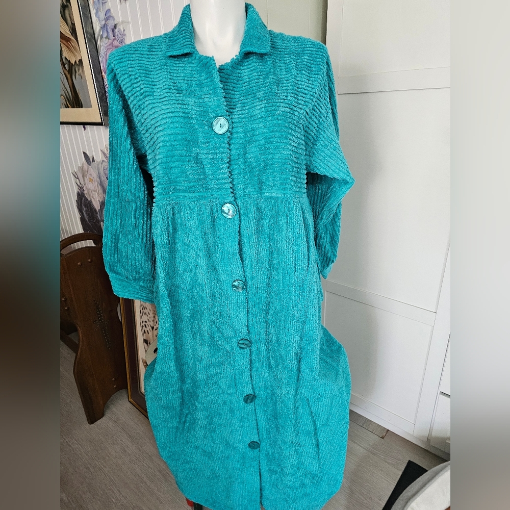 Vintage Crowntuft Robe Lg Cotton Made in USA Excellent Condition